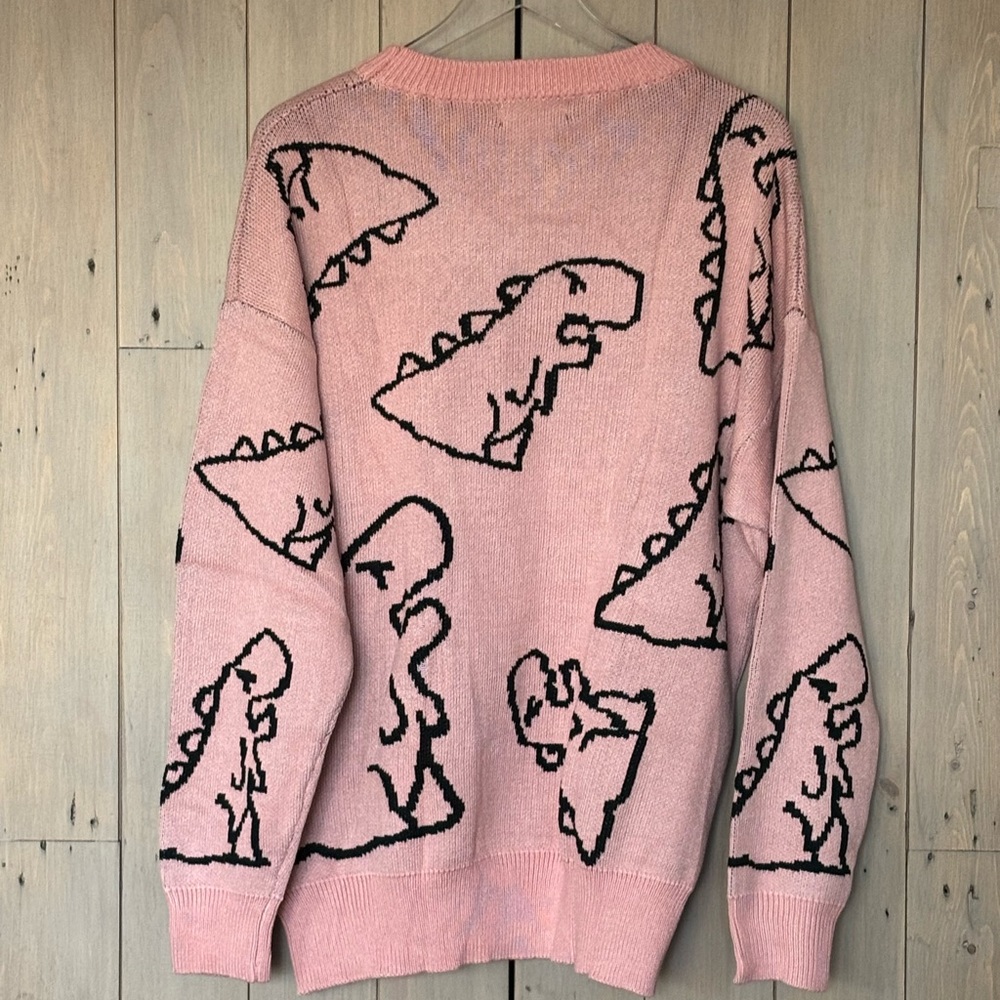 Pink Men’s Dinosaur Sweater NWOT - Picture 6 of 7